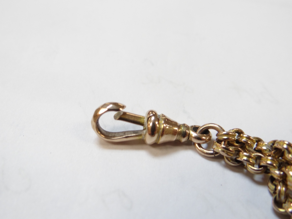 9CT GOLD REVOLVING CITRINE FOB, on long 9ct gold guard chain, 150cms long, 35.3gms overall - Image 4 of 8