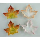 FOUR WORCESTER PORCELAIN MAPLE LEAF DISHES, G481 shape, comprising large and small Royal Worcester