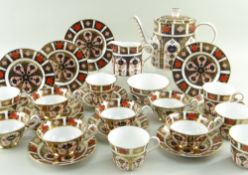 ROYAL CROWN DERBY IMARI TEAWARE, pattern No. 1128, comprising oval teapot and cover, cream jug,