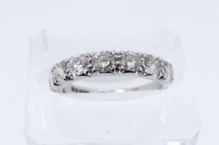 18CT WHITE GOLD SEVEN-STONE DIAMOND RING, total diamond weight 1.0cts approx. (visual estimate),