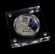 CASED 2017 NIUE SILVER TWO DOLLARS COIN, Stars Wars, Reverse: featuring Luke Skywalker et al.,