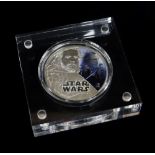 CASED 2017 NIUE SILVER TWO DOLLARS COIN, Stars Wars, Reverse: featuring Luke Skywalker et al.,