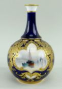 SMALL ROYAL CROWN DERBY PORCELAIN VASE, painted by WILLIAM DEAN WITH vignette of fishing boats,