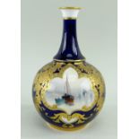 SMALL ROYAL CROWN DERBY PORCELAIN VASE, painted by WILLIAM DEAN WITH vignette of fishing boats,