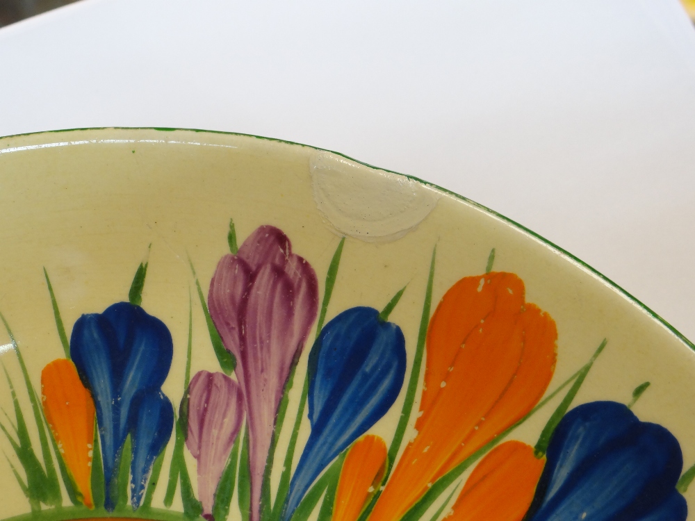 ASSORTED CLARICE CLIFF CROCUS PATTERN WARES & TWO BIARRITZ PLATES, comprising honey pot and cover ( - Image 12 of 19