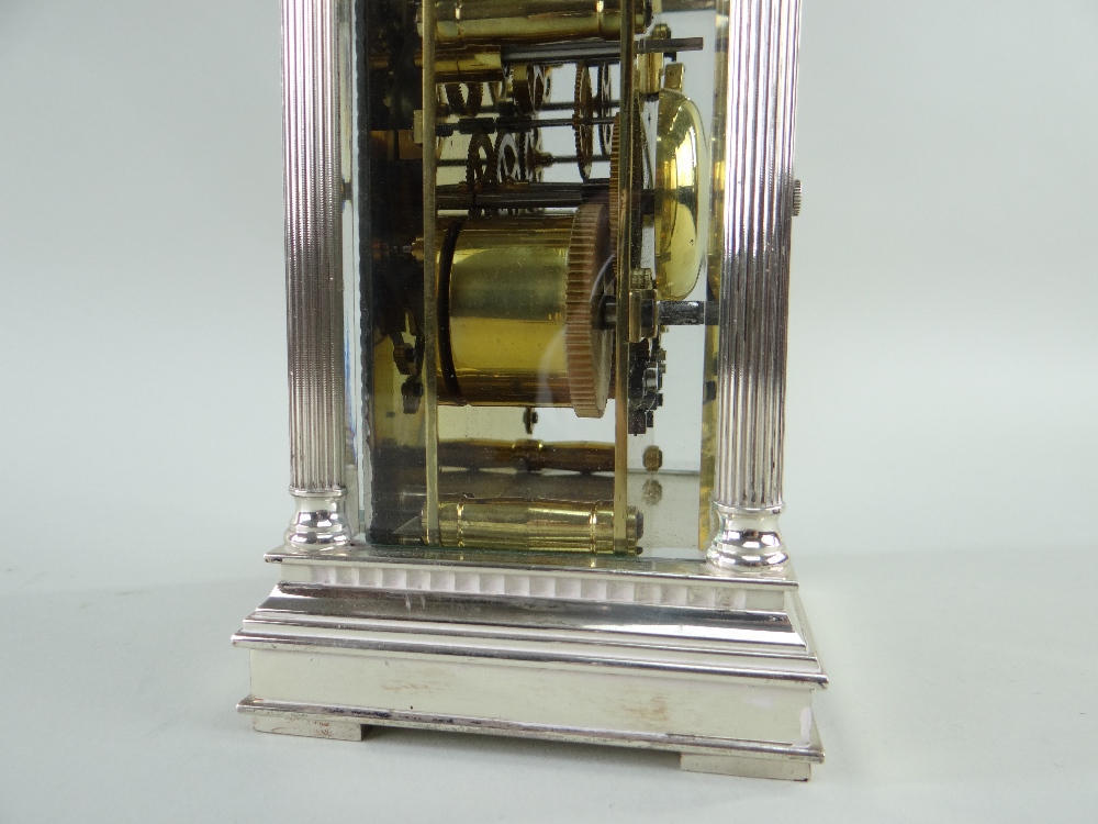 MODERN SILVER CASED CARRIAGE CLOCK, Charles Frodsham, with push repeat, signed enamel dial with - Image 9 of 13