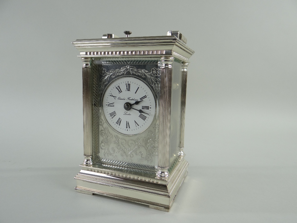 MODERN SILVER CASED CARRIAGE CLOCK, Charles Frodsham, with push repeat, signed enamel dial with - Image 4 of 13