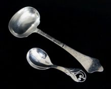 TWO DANISH SILVER SPOONS, comprising a sauce ladle, Christian Heise 1906, designed by A. Andersen,