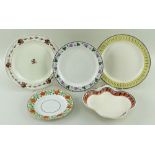 GROUP OF FIVE SWANSEA CREAMWARE ITEMS in the manner of Wedgwood, comprising (1) small lobed dish