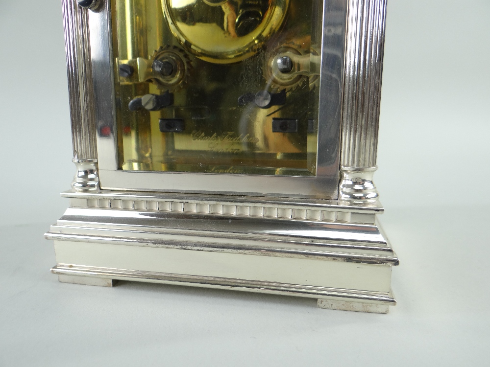 MODERN SILVER CASED CARRIAGE CLOCK, Charles Frodsham, with push repeat, signed enamel dial with - Image 8 of 13