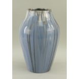 CANDY WARE STONEWARE POTTERY BALUSTER VASE having a streaked tonal blue and grey glaze, circa 1930s,