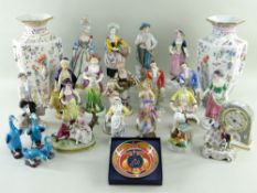 ASSORTED 20TH CENTURY BONE CHINA FIGURINES and a pair of '100 Flowers' Chinese style vases and