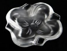 CRYSTAL LALIQUE 'RIAMBEL' BOWL, c. 1992, frosted and clear glass with grey enamel