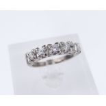 FIVE-STONE DIAMOND WHITE GOLD & PALLADIUM RING, stamped 'K18' & 'PAL', ring size J, 4.1gms