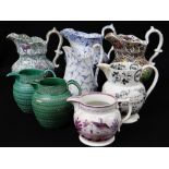 GROUP OF EIGHT WELSH POTTERY JUGS FROM SIR LESLIE JOSEPH'S COLLECTION including Reform jug (A/F),