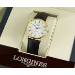 18CT GOLD LONGINES LA GRANDE CLASSIQUE GENTLEMAN'S WRISTWATCH, ref. L7.704.6, white dial with