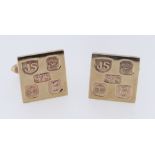 PAIR OF 9CT GOLD SQUARE SECTION CUFFLINKS, 17.1gms, in Ronald L. Bailey box Provenance: deceased