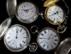 VARIOUS FULL HUNTER POCKET WATCHES comprising silver repeater example stamped '935' and marked '