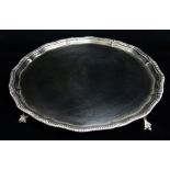 GEORGE V SILVER SALVER, Goldsmiths & Silversmiths Co Ltd, London 1927, shaped gadrooned rim on