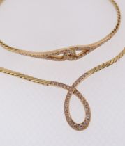 GOLD & DIAMOND JEWELLERY comprising diamond set necklace and similar bracelet, 21.5gms overall (2)