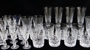 PART SUITE OF WATERFORD CUT GLASS TABLEWARE, comprising six water glasses, eight whisky tumblers,