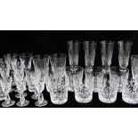 PART SUITE OF WATERFORD CUT GLASS TABLEWARE, comprising six water glasses, eight whisky tumblers,