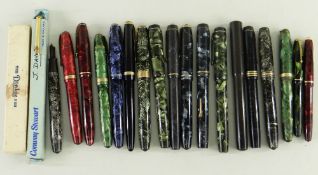 ASSORTED CONWAY STEWART FOUNTAIN PENS, including mostly coloured marbled pens, Universal no. 470,