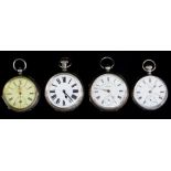 FOUR VARIOUS POCKET WATCHES comprising silver 'The Climax Trip Action Patent' open face pocket