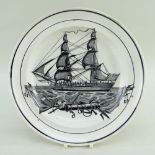 DILLWYN POTTERY SHIP PLATE, 22cms diam Provenance: deceased estate Neath Port Talbot, consigned