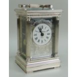 MODERN SILVER CASED CARRIAGE CLOCK, Charles Frodsham, with push repeat, signed enamel dial with