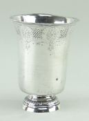 FRENCH PROVINCIAL SILVER BEAKER, 1798-1809, of slender bell form, rIm engraved with lambrequin