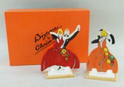 PAIR WEDGWOOD CLARICE CLIFF 'AGE OF JAZZ' DANCERS, shape 432 and 433, limited edition (289/1000)