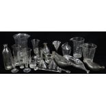 ASSORTED MEDICAL OR PHARMACEUTICAL GLASSWARE, including two funnels, three feeding bottles (two