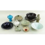 ASSORTED CHINESE CELADONS & MONOCHROMES, including two celadon jarlets, conical bowl and vase, Henan