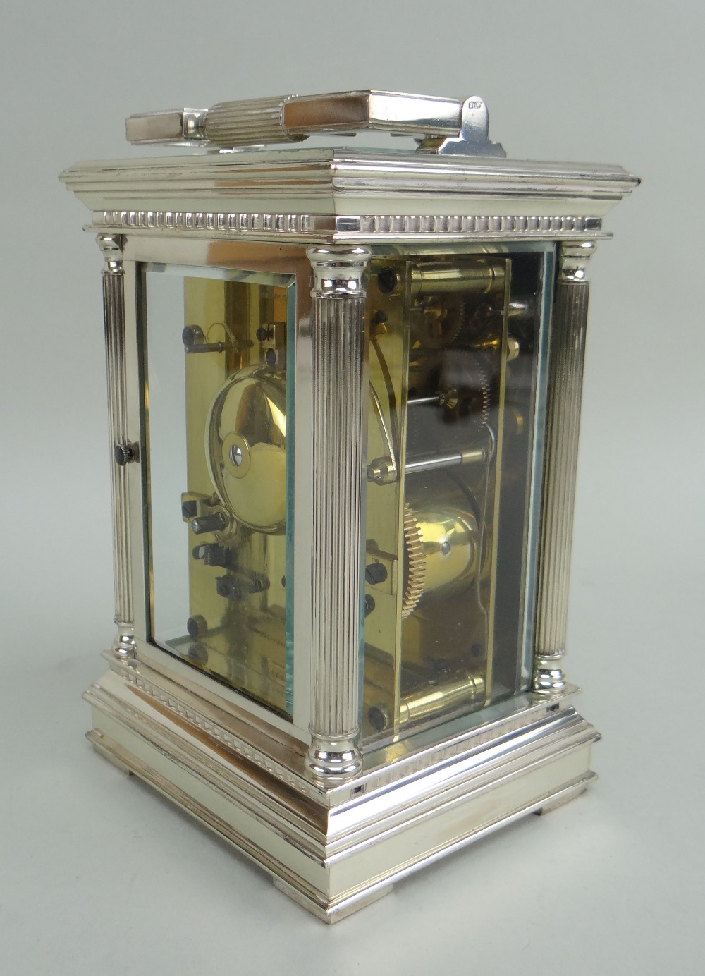 MODERN SILVER CASED CARRIAGE CLOCK, Charles Frodsham, with push repeat, signed enamel dial with - Image 2 of 13