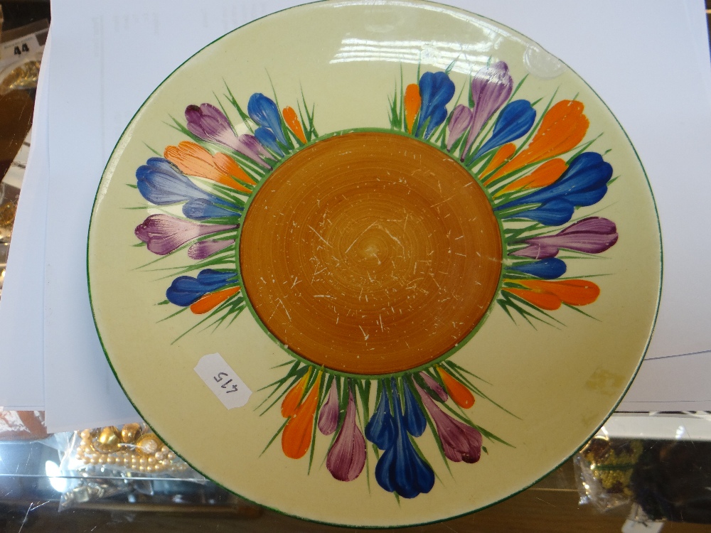 ASSORTED CLARICE CLIFF CROCUS PATTERN WARES & TWO BIARRITZ PLATES, comprising honey pot and cover ( - Image 10 of 19