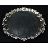 VICTORIAN SILVER SALVER, William Summers, London 1864, shell and scroll border, raised on three