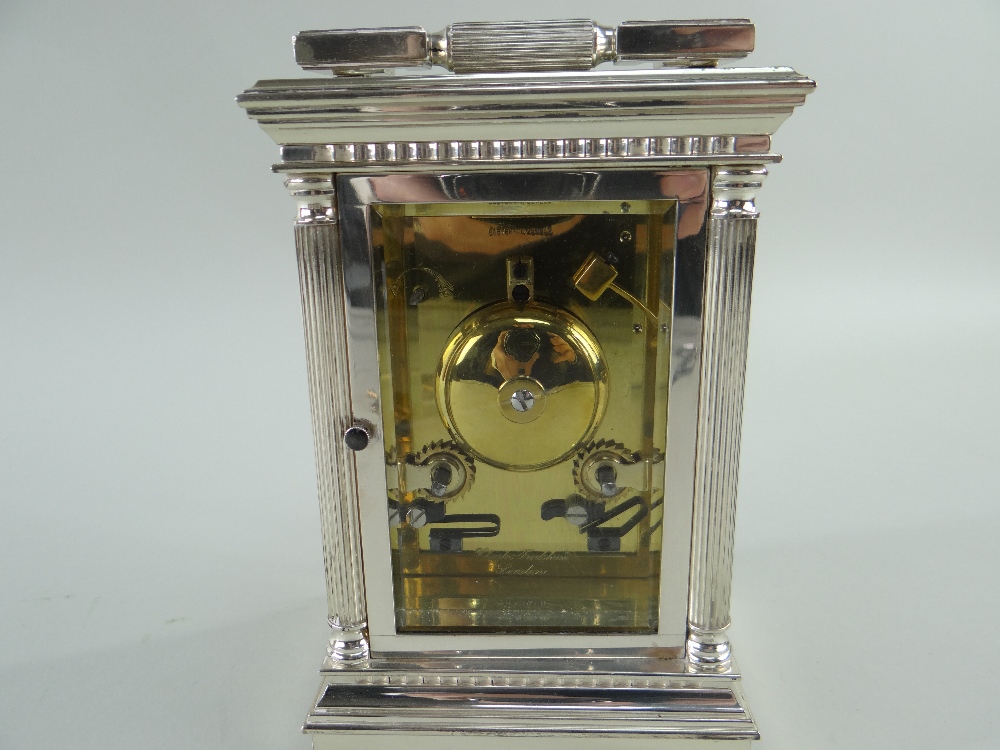 MODERN SILVER CASED CARRIAGE CLOCK, Charles Frodsham, with push repeat, signed enamel dial with - Image 11 of 13