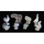 ASSORTED SABINO OPALESCENT GLASS ANIMAL MODELS, including hen, cock, chick, squirrel, fish, turkey