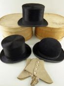 VINTAGE GENTLEMAN'S HATS: comprising Bowler hat, inner leather band stamped 'The Dulcis' make, two