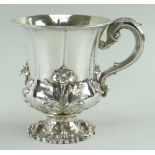 WILLIAM IV SILVER TANKARD OR CHRISTENING CUP, Charles Fox, London 1843, having flower and foliage d