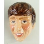 KELSBORO WARE BEATLES WALL MASK, c. 1964, depicting George, impressed numeral 2, printed