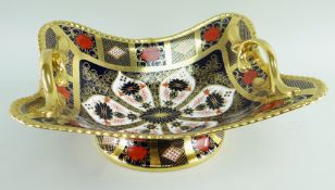 ROYAL CROWN DERBY IMARI TWIN-HANDLED FRUIT BOWL, pattern No. 1128, 28.5cms long Provenance: deceased