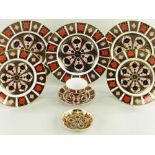 COLLECTION OF ROYAL CROWN DERBY IMARI WARE, pattern 1128, comprising three plates 26.8cms