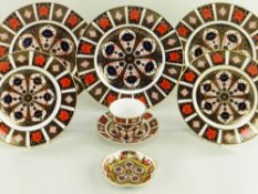 COLLECTION OF ROYAL CROWN DERBY IMARI WARE, pattern 1128, comprising three plates 26.8cms
