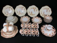LIMOGES CABINET PLATES (4) with a quantity of Victorian and later teaware