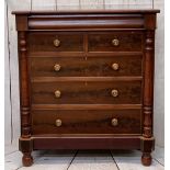 VICTORIAN MAHOGANY CHEST OF DRAWERS having a long single top drawer over two small and three long