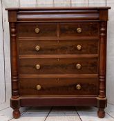 VICTORIAN MAHOGANY CHEST OF DRAWERS having a long single top drawer over two small and three long