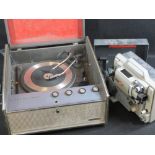 ULTRA PORTABLE RECORD PLAYER with Garrard turntable and a Eumig cine projector