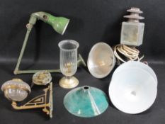 VINTAGE LIGHTING ETC, a mixed group including a converted coaching lamp by Limehouse Lamp Co,